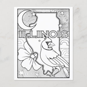 Illinois Staat form Vogel Blume Farbseite Flyer