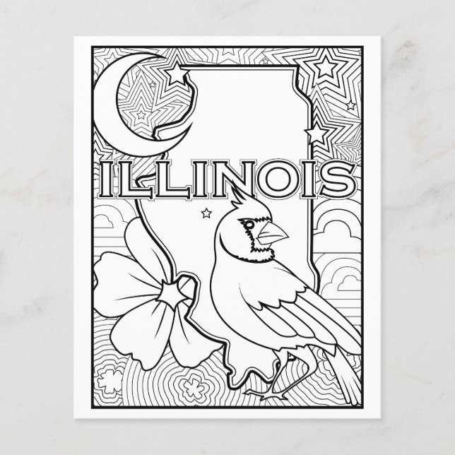 Illinois Staat form Vogel Blume Farbseite Flyer (Vorne)