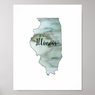 Illinois Staat Illustration Poster