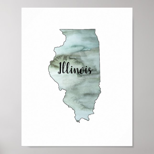 Illinois Staat Illustration Poster (Vorne)