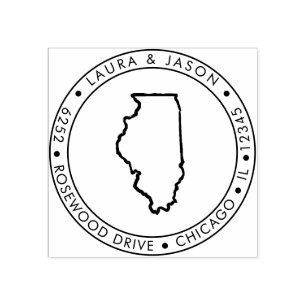 Illinois Staat Karte Rücksendeadresse Holzart Bri Gummistempel