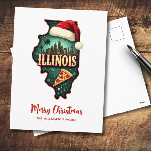 Illinois Staat Karte Weihnachtsfeiertag Postkarte