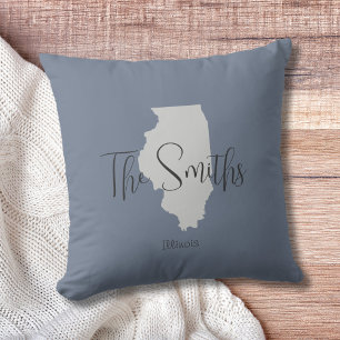 Illinois Staat Kontur Familienname Kissen