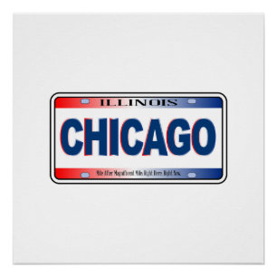 Illinois Staat License Plate Chicago City Poster