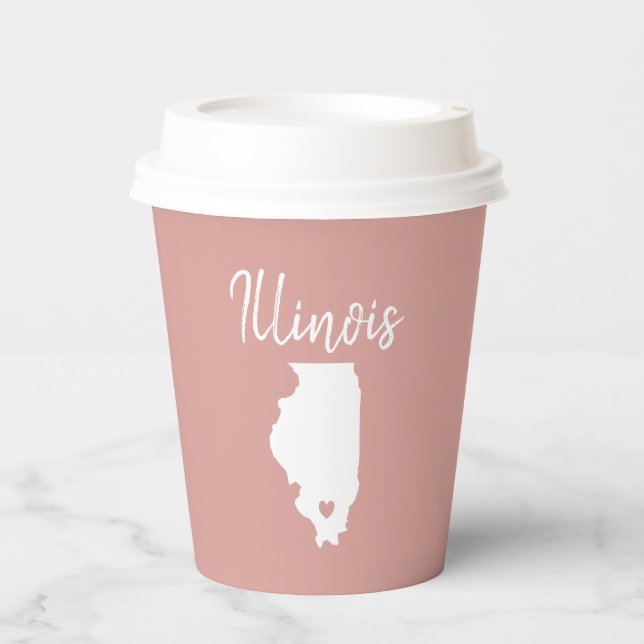 Illinois Staat Map Liebe Zuhause Pappbecher (Vorderseite)