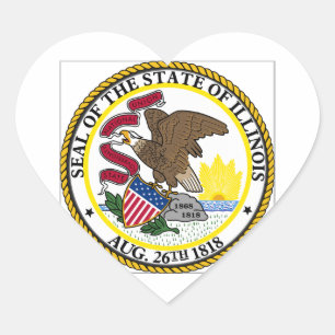 Illinois Staat Siegel Herz-Aufkleber