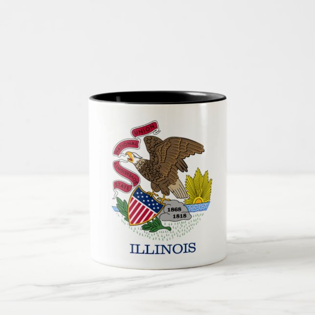 Illinois-Staats-Flagge Zwei-Ton Kaffee-Tasse Zweifarbige Tasse (Mittel)