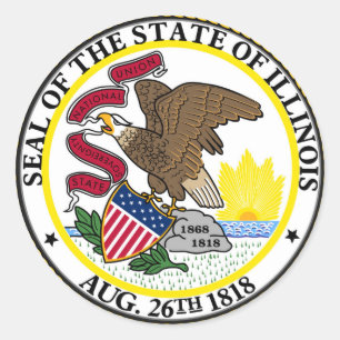 Illinois Staatsflagge usa United America Symbol Si Runder Aufkleber