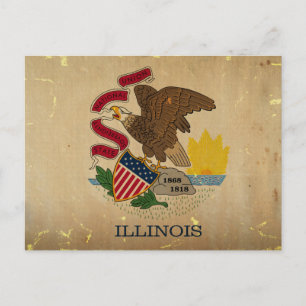 Illinois Staatsflagge VINTAGE.png Postkarte
