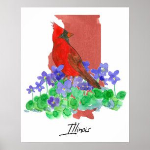 Illinois Staatsform Kardinal Purpurwald Veilchen Poster