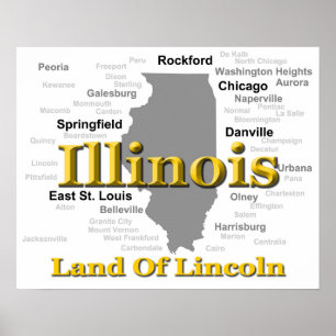 Illinois Staatsstolz Map Silhouette Poster
