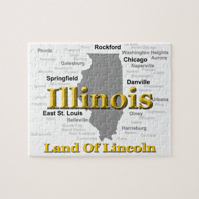 Illinois Staatsstolz Map Silhouette Puzzle (Horizontal)