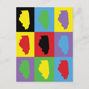 Illinois State Pride Pop-Art-Muster Postkarte
