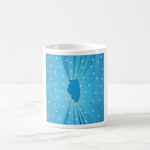 Illinois State Silhouette Blaue Sternenexplosion Kaffeetasse