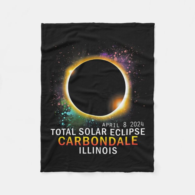 Illinois Total Solar Eclipse 8. April 2024 Fleecedecke (Vorderseite)