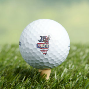 Illinois United Staaten Eagle Retro Map Vintag USA Golfball