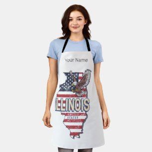 Illinois United Staaten Eagle Retro Map Vintag USA Schürze