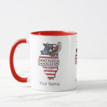 Illinois United Staaten Eagle Retro Map Vintag USA