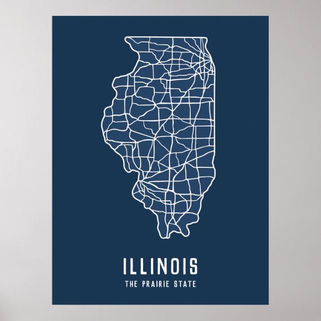 Illinois US-Staat-Roadmap - die Karte des Präriefe Poster (Vorne)