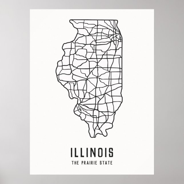 Illinois US-Staat-Roadmap - die Karte des Präriefe Poster (Vorne)