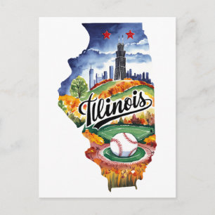 Illinois USA Bundesstaat in Form eines Vintage-Was Postkarte
