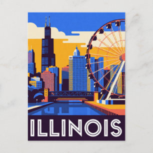 Illinois USA Chicago Skyline und Reisen in den Mit Postkarte