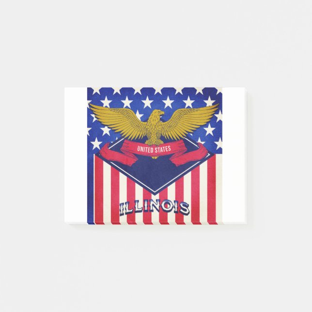 Illinois USA Flag Post-it Klebezettel (Vorderseite)