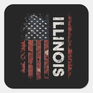 Illinois USA Flag Quadratischer Aufkleber