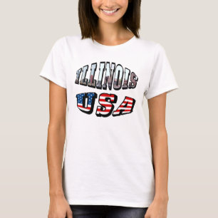 Illinois USA Flag & Staat Foto Text T-Shirt