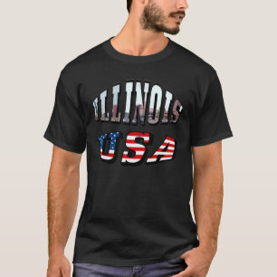Illinois USA Flag & Staat Foto Text T-Shirt