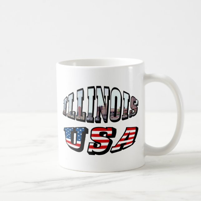 Illinois USA Flag & Staat Foto Text Tasse (Rechts)