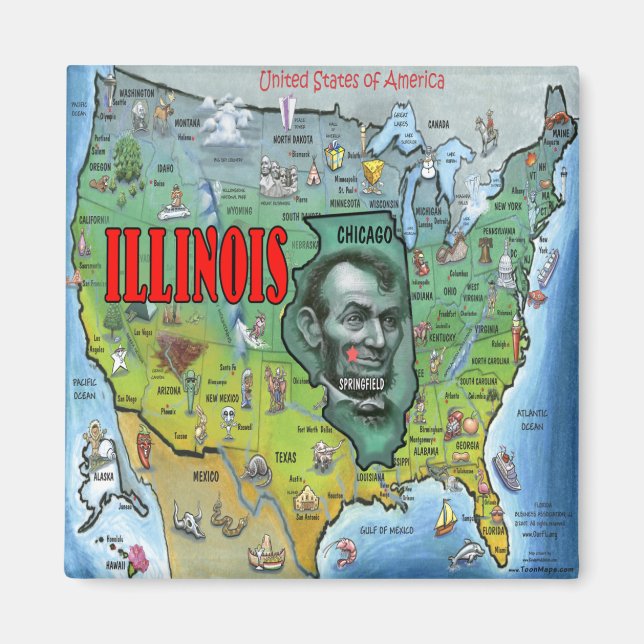 Illinois USA Map Magnet (Vorne)