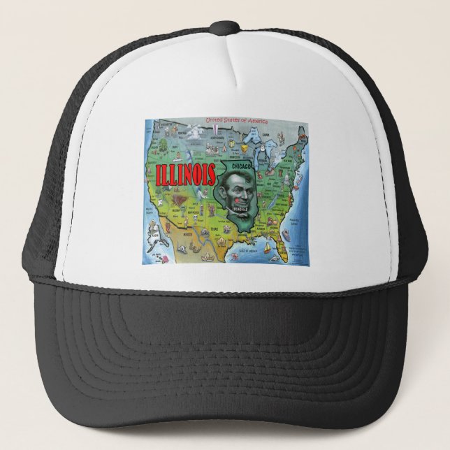 Illinois USA Map Truckerkappe (Vorderseite)