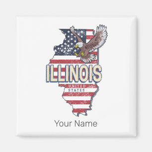 Illinois Vereinigte Staaten Adler Retro Karte Vint Magnet