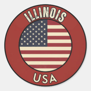 Illinois Vereinigte Staaten von Amerika Runder Aufkleber