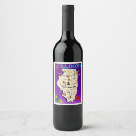Illinois Vintag Map Weinetikett