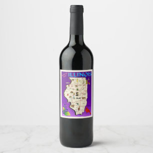Illinois Vintag Map Weinetikett