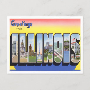 Illinois Vintage Große Buchstaben Postkarte