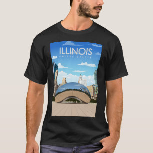 Illinois Vintage Minimal Retro Staat Reiseposter T-Shirt