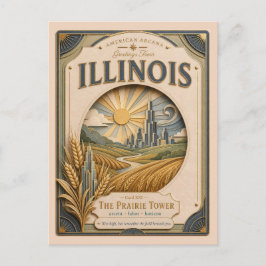 Illinois Vintage Paper Cut American Arcana Postkarte