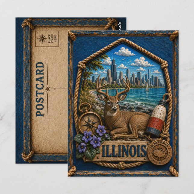Illinois Vintage Reise Postkarte (Vorne/Hinten)