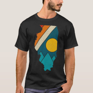 Illinois Vintager Staat Karte Berge Wandertour Pri T-Shirt