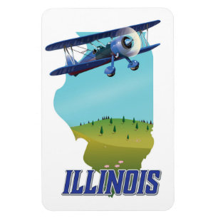 Illinois Vintages Kartenreiseplakat Magnet