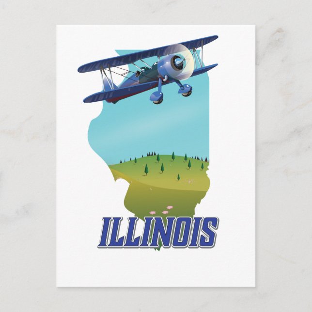 Illinois Vintages Kartenreiseplakat Postkarte (Vorderseite)