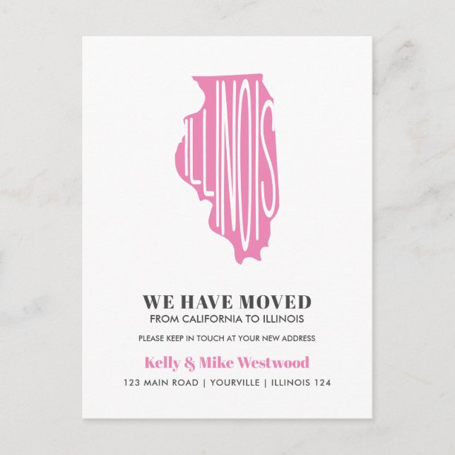 ILLINOIS Wir haben neue Adresse Neue Zuhause versc Postkarte (Vorderseite)