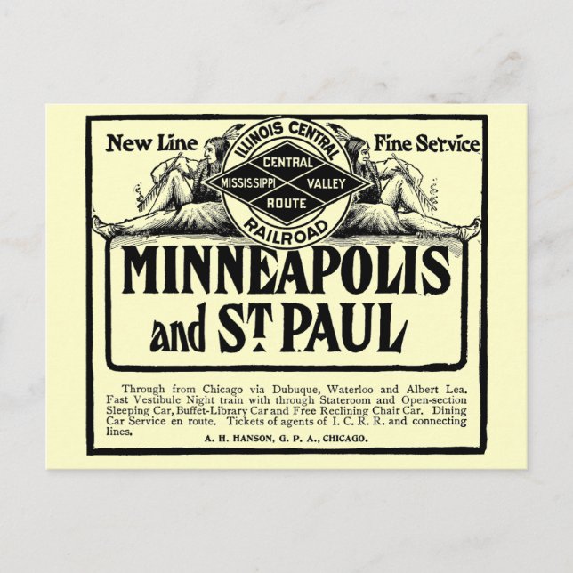 Illinois Zentralbahn Postkarte (Vorderseite)