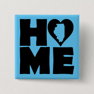 Illinois Zuhause Heart Staat Button Abzeichen Butt