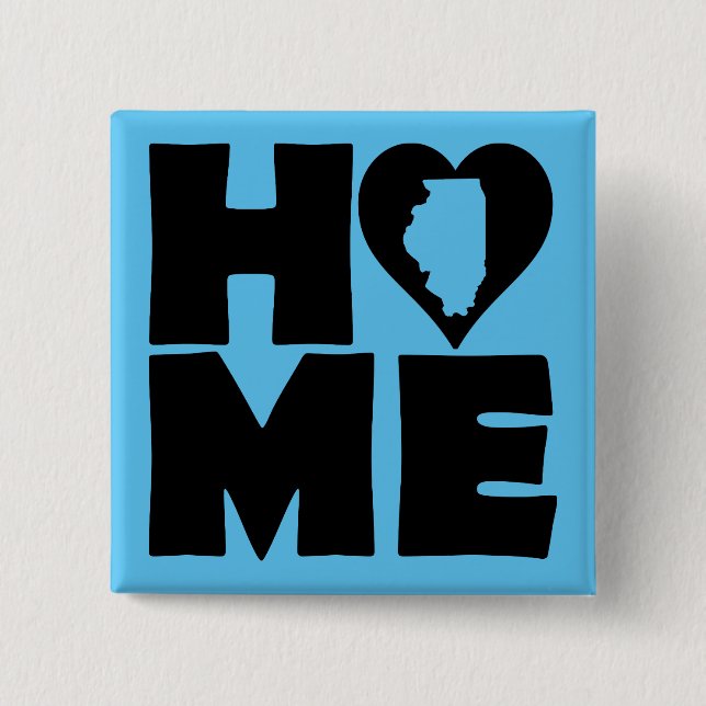 Illinois Zuhause Heart Staat Button Abzeichen Butt (Vorderseite)