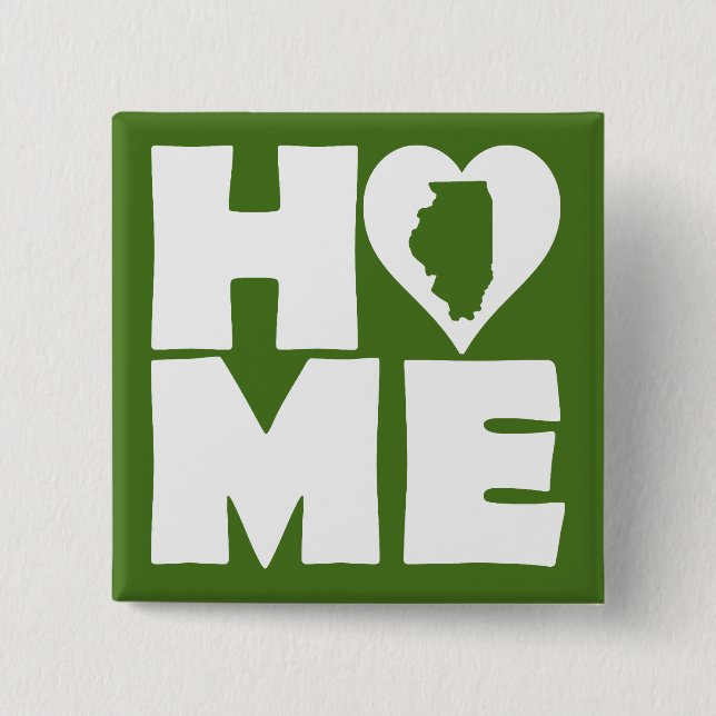 Illinois Zuhause Heart Staat Button Abzeichen Butt (Vorderseite)