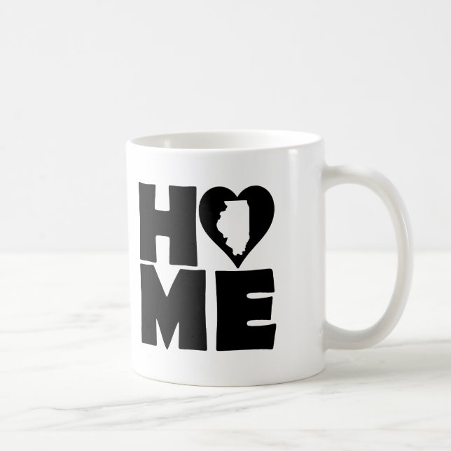 Illinois Zuhause Heart Staat Tasse oder Travel Mug (Rechts)